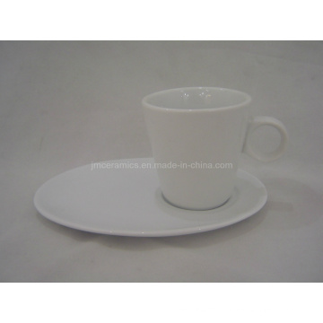 Porcelain Coffee Cup with Oval Saucer